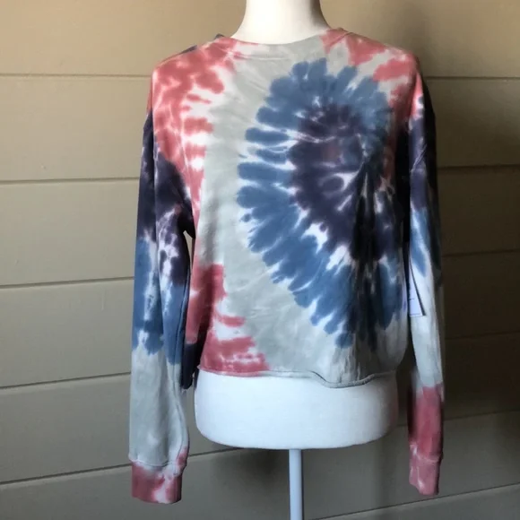 Tie Dye Mazzy Sweatshirt Size Small – Vintage Crop, Raw Edge, - Picture 5 of 12